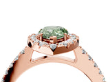 Rose gold Fancy Green Pear  Halo Diamond Pavé Solitaire Ring_43