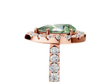 Rose gold Fancy Green Pear  Halo Diamond Pavé Solitaire Ring_44