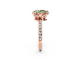 Rose gold Fancy Green Pear  Halo Diamond Pave Band Ring with Four-Prong Setting_17