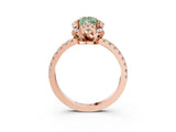 Rose gold Fancy Green Pear  Halo Diamond Pave Band Ring with Four-Prong Setting_18