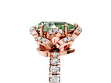 Rose gold Fancy Green Pear  Halo Diamond Pave Band Ring with Four-Prong Setting_20