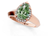 Rose gold Fancy Green Pear  Halo Diamond Ring with Cathedral Band and Four-Prong Setting_69