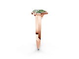 Rose gold Fancy Green Pear  Halo Diamond Ring with Cathedral Band and Four-Prong Setting_70