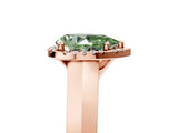 Rose gold Fancy Green Pear  Halo Diamond Ring with Cathedral Band and Four-Prong Setting_73
