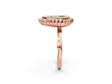 Rose gold Fancy Green Pear  Halo Diamond Ring with Milgrain Edge and Round Prong Setting_27