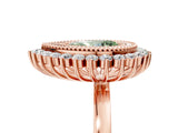 Rose gold Fancy Green Pear  Halo Diamond Ring with Milgrain Edge and Round Prong Setting_30