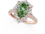 Rose gold Fancy Green Pear  Halo Diamond Ring with Pavé Band and Prong Setting_21