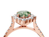Rose gold Fancy Green Pear  Halo Diamond Ring with Pavé Band and Prong Setting_24