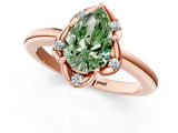 Rose gold Fancy Green Pear  Halo Diamond Ring with Round Cluster Setting, Solitaire Band, and Four-Prong Setting_50