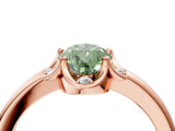 Rose gold Fancy Green Pear  Halo Diamond Ring with Round Cluster Setting, Solitaire Band, and Four-Prong Setting_53
