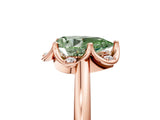 Rose gold Fancy Green Pear  Halo Diamond Ring with Round Cluster Setting, Solitaire Band, and Four-Prong Setting_54