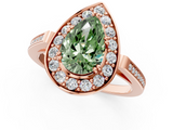 Rose gold Fancy Green Pear  Halo Diamond Ring with Split Shank and Four-Prong Setting_67