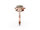 Rose gold Fancy Green Pear  Halo Diamond Ring with Split Shank and Four-Prong Setting_68