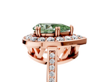 Rose gold Fancy Green Pear  Halo Diamond Ring with Split Shank and Four-Prong Setting_71