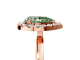 Rose gold Fancy Green Pear  Halo Diamond Solitaire with Pavé Band and Four-Prong Setting_97