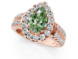 Rose gold Fancy Green Pear  Halo Diamond Split Shank Engagement Ring with Prong Setting_70