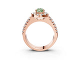 Rose gold Fancy Green Pear  Halo Diamond Split Shank Engagement Ring with Prong Setting_72