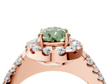 Rose gold Fancy Green Pear  Halo Diamond Split Shank Engagement Ring with Prong Setting_73