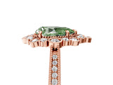 Rose gold Fancy Green Pear  Halo Milgrain Pave Diamond Ring with Four-Prong Setting 5