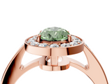 Rose gold Fancy Green Pear  Halo Pavé Diamond Engagement Ring with Bezel Setting_24