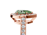 Rose gold Fancy Green Pear  Halo Pavé Diamond Engagement Ring with Bezel Setting_25