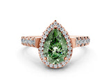 Rose gold Fancy Green Pear  Halo Pavé Diamond Engagement Ring with Four-Prong Setting_27