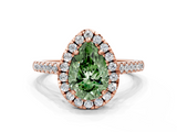Rose gold Fancy Green Pear  Halo Pavé Diamond Engagement Ring with Four-Prong Setting_3