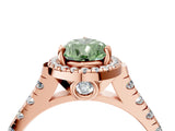 Rose gold Fancy Green Pear  Halo Pavé Diamond Engagement Ring with Four-Prong Setting_31