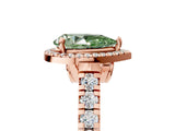 Rose gold Fancy Green Pear  Halo Pavé Diamond Engagement Ring with Four-Prong Setting_32