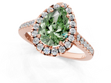 Rose gold Fancy Green Pear  Halo Pavé Diamond Engagement Ring with Four-Prong Setting_4