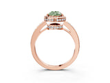 Rose gold Fancy Green Pear  Halo Pave Band Solitaire Ring with Prong Setting_66