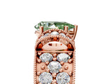 Rose gold Fancy Green Pear  Halo Pave Diamond Engagement Ring with Milgrain Detailing_54
