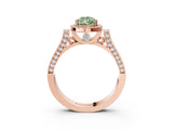 Rose gold Fancy Green Pear  Halo Pave Split Shank Prong Setting Ring_29