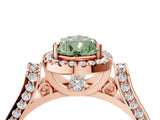 Rose gold Fancy Green Pear  Halo Pave Split Shank Prong Setting Ring_30