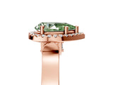 Rose gold Fancy Green Pear  Halo Pave Split Shank Prong Setting Ring_31