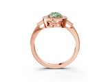 Rose gold Fancy Green Pear  Halo Round Diamond Milgrain Pave Engagement Ring_6