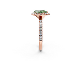 Rose gold Fancy Green Pear  Halo Round Diamond Pavé Band Four-Prong Ring_5