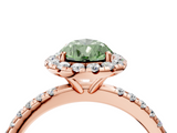 Rose gold Fancy Green Pear  Halo Round Diamond Pavé Band Four-Prong Ring_7