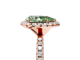Rose gold Fancy Green Pear  Halo Round Diamond Pavé Band Four-Prong Ring_8