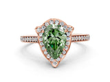 Rose gold Fancy Green Pear  Halo Round Diamond Pave Band with Four-Prong Setting_38