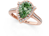 Rose gold Fancy Green Pear  Halo Round Diamond Pave Band with Four-Prong Setting_39