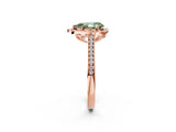 Rose gold Fancy Green Pear  Halo Round Diamond Pave Band with Four-Prong Setting_40