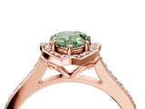 Rose gold Fancy Green Pear  Halo Round Diamond Pave Band with Four-Prong Setting_42