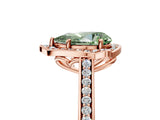 Rose gold Fancy Green Pear  Halo Round Diamond Pave Band with Four-Prong Setting_43