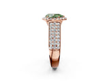 Rose gold Fancy Green Pear  Halo Round Diamond Pave Band with Prong Setting 2
