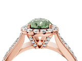 Rose gold Fancy Green Pear  Halo Round Diamond Pave Band with Prong Setting 4