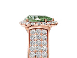 Rose gold Fancy Green Pear  Halo Round Diamond Pave Band with Prong Setting 5