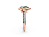 Rose gold Fancy Green Pear  Halo Solitaire Diamond Ring with Pave Band and Bezel Setting_51