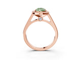 Rose gold Fancy Green Pear  Halo Solitaire Diamond Ring with Pave Band and Bezel Setting_52
