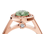 Rose gold Fancy Green Pear  Halo Solitaire Diamond Ring with Pave Band and Bezel Setting_53